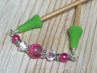 Pink Beaded Point Protector- Stitch Holder , stitch holder - Jill's Beaded Knit Bits, Jill's Beaded Knit Bits
 - 1