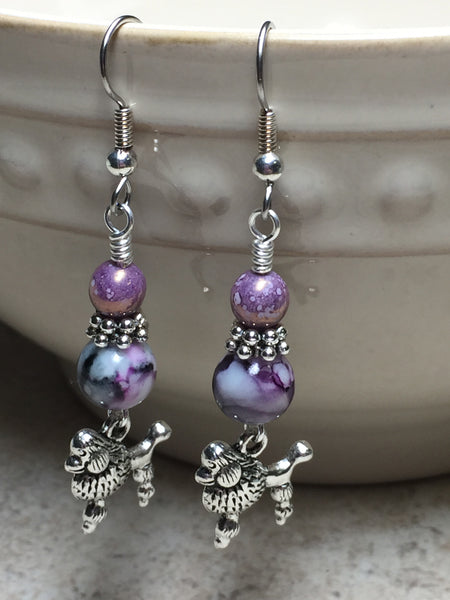 Beaded Poodle Earrings , jewelry - Jill's Beaded Knit Bits, Jill's Beaded Knit Bits
 - 1