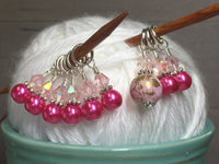 Pretty Pink Splash Stitch Marker Set , Stitch Markers - Jill's Beaded Knit Bits, Jill's Beaded Knit Bits
 - 4
