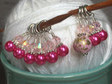 Pretty Pink Splash Stitch Marker Set , Stitch Markers - Jill's Beaded Knit Bits, Jill's Beaded Knit Bits
 - 6