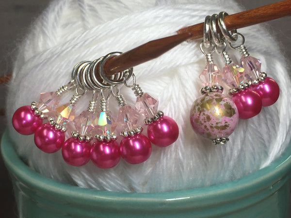 Pretty Pink Splash Stitch Marker Set – Jill's Beaded Knit Bits