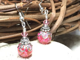 Pretty in Pink Glass Dangle Earrings , jewelry - Jill's Beaded Knit Bits, Jill's Beaded Knit Bits
 - 2