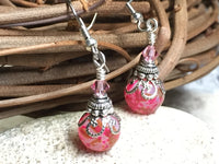 Pretty in Pink Glass Dangle Earrings , jewelry - Jill's Beaded Knit Bits, Jill's Beaded Knit Bits
 - 3
