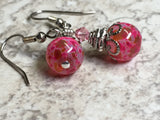 Pretty in Pink Glass Dangle Earrings , jewelry - Jill's Beaded Knit Bits, Jill's Beaded Knit Bits
 - 5