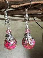 Pretty in Pink Glass Dangle Earrings , jewelry - Jill's Beaded Knit Bits, Jill's Beaded Knit Bits
 - 6