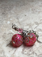 Pretty in Pink Glass Dangle Earrings , jewelry - Jill's Beaded Knit Bits, Jill's Beaded Knit Bits
 - 7