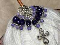 Cross Knitting Stitch Marker Set- Purple Riverstone , Stitch Markers - Jill's Beaded Knit Bits, Jill's Beaded Knit Bits
 - 5