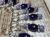Cross Knitting Stitch Marker Set- Purple Riverstone , Stitch Markers - Jill's Beaded Knit Bits, Jill's Beaded Knit Bits
 - 6