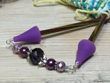 Crystal Knitting Needle Point Protector Jewelry- Purple , stitch holder - Jill's Beaded Knit Bits, Jill's Beaded Knit Bits
 - 7