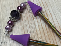 Crystal Knitting Needle Point Protector Jewelry- Purple , stitch holder - Jill's Beaded Knit Bits, Jill's Beaded Knit Bits
 - 1