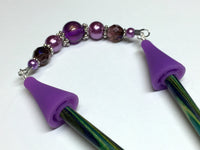 Purple Glitter Beaded Point Protector Tip Cover , stitch holder - Jill's Beaded Knit Bits, Jill's Beaded Knit Bits
 - 1