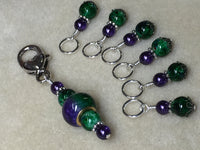 Purple & Green Stitch Marker Set with Clip Holder , Stitch Markers - Jill's Beaded Knit Bits, Jill's Beaded Knit Bits
 - 6