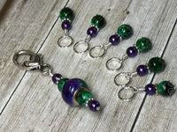 Purple & Green Stitch Marker Set with Clip Holder , Stitch Markers - Jill's Beaded Knit Bits, Jill's Beaded Knit Bits
 - 5