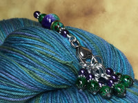 Purple & Green Stitch Marker Set with Clip Holder , Stitch Markers - Jill's Beaded Knit Bits, Jill's Beaded Knit Bits
 - 1