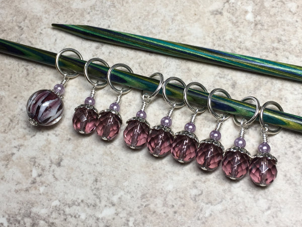 Purple Lamp Work Beaded Stitch Marker Set , Stitch Markers - Jill's Beaded Knit Bits, Jill's Beaded Knit Bits
 - 1