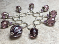 Purple Lamp Work Beaded Stitch Marker Set , Stitch Markers - Jill's Beaded Knit Bits, Jill's Beaded Knit Bits
 - 5