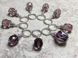 Purple Lamp Work Beaded Stitch Marker Set , Stitch Markers - Jill's Beaded Knit Bits, Jill's Beaded Knit Bits
 - 6