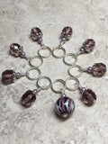 Purple Lamp Work Beaded Stitch Marker Set , Stitch Markers - Jill's Beaded Knit Bits, Jill's Beaded Knit Bits
 - 7