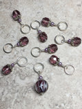 Purple Lamp Work Beaded Stitch Marker Set , Stitch Markers - Jill's Beaded Knit Bits, Jill's Beaded Knit Bits
 - 8