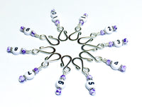 Purple Speckle Number Stitch Markers for Knitting & Crochet