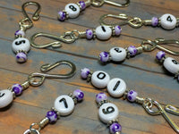 Purple Speckle Number Stitch Markers for Knitting & Crochet