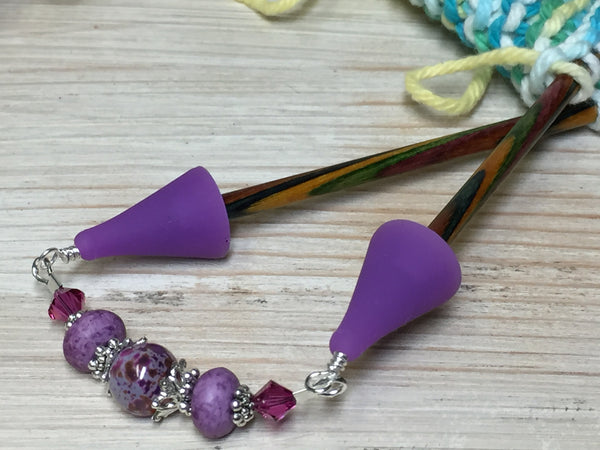 Purple Speckle Beaded Stitch Holder Point Protector , stitch holder - Jill's Beaded Knit Bits, Jill's Beaded Knit Bits
 - 1