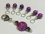 Purple Speckled Stitch Marker Holder Set , Stitch Markers - Jill's Beaded Knit Bits, Jill's Beaded Knit Bits
 - 1