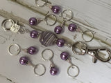 KnittingBag Stitch Marker Lanyard- PurpleStripes , Stitch Markers - Jill's Beaded Knit Bits, Jill's Beaded Knit Bits
 - 10