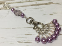 KnittingBag Stitch Marker Lanyard- PurpleStripes , Stitch Markers - Jill's Beaded Knit Bits, Jill's Beaded Knit Bits
 - 2