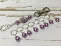 KnittingBag Stitch Marker Lanyard- PurpleStripes , Stitch Markers - Jill's Beaded Knit Bits, Jill's Beaded Knit Bits
 - 1