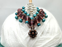 Copper Flower Snag Free Stitch Marker Set- Purple Teal , Stitch Markers - Jill's Beaded Knit Bits, Jill's Beaded Knit Bits
 - 2