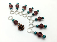 Copper Flower Snag Free Stitch Marker Set- Purple Teal , Stitch Markers - Jill's Beaded Knit Bits, Jill's Beaded Knit Bits
 - 1