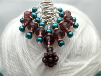 Copper Flower Snag Free Stitch Marker Set- Purple Teal , Stitch Markers - Jill's Beaded Knit Bits, Jill's Beaded Knit Bits
 - 7