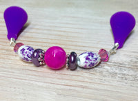 Knitting Needle Point Protector Jewelry- Purple Flowers , stitch holder - Jill's Beaded Knit Bits, Jill's Beaded Knit Bits
 - 4