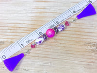 Knitting Needle Point Protector Jewelry- Purple Flowers , stitch holder - Jill's Beaded Knit Bits, Jill's Beaded Knit Bits
 - 5