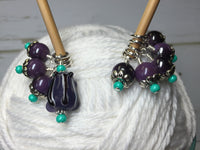 Purple-Frog-Knitting-Stitch-Marker-Set , Stitch Markers - Jill's Beaded Knit Bits, Jill's Beaded Knit Bits
 - 6