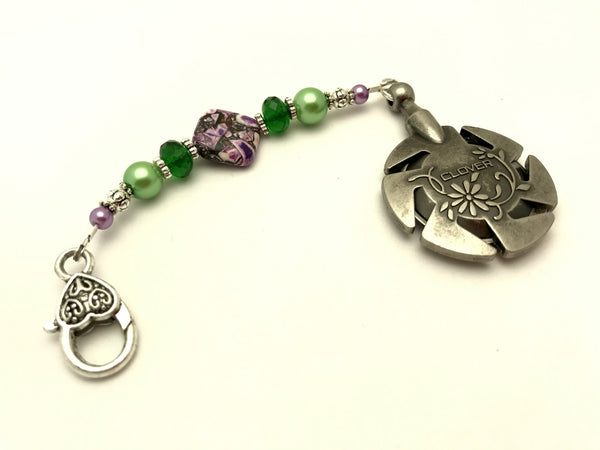 Beaded Clover Yarn Cutter Pendant Lanyard- Purple and Green , Accessories - Jill's Beaded Knit Bits, Jill's Beaded Knit Bits
 - 1