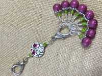 Raspberry Lime Stitch Markers & Flower Knitting Bag Lanyard Holder , Stitch Markers - Jill's Beaded Knit Bits, Jill's Beaded Knit Bits
 - 7