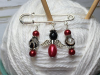 Red Angel Shawl Pin , Jewelry - Jill's Beaded Knit Bits, Jill's Beaded Knit Bits
 - 1