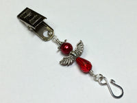 Red Angel Portuguese Knitting Pin- Clip on Badge Pin , Portugese Knitting Pin - Jill's Beaded Knit Bits, Jill's Beaded Knit Bits
 - 4