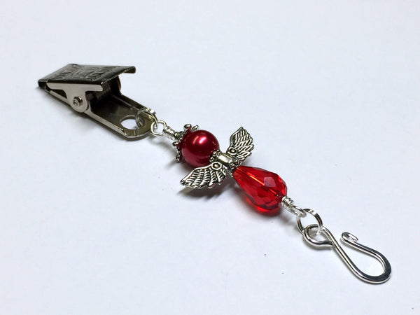 Red Angel Portuguese Knitting Pin- Clip on Badge Pin , Portugese Knitting Pin - Jill's Beaded Knit Bits, Jill's Beaded Knit Bits
 - 1