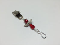 Red Angel Portuguese Knitting Pin- Clip on Badge Pin , Portugese Knitting Pin - Jill's Beaded Knit Bits, Jill's Beaded Knit Bits
 - 2