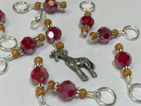 Giraffe Knitting Stitch Marker Set (red) , Stitch Markers - Jill's Beaded Knit Bits, Jill's Beaded Knit Bits
 - 2