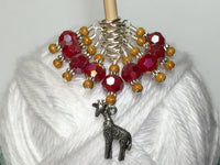 Giraffe Knitting Stitch Marker Set (red) , Stitch Markers - Jill's Beaded Knit Bits, Jill's Beaded Knit Bits
 - 7