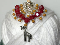 Giraffe Knitting Stitch Marker Set (red) , Stitch Markers - Jill's Beaded Knit Bits, Jill's Beaded Knit Bits
 - 5