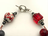 Red Flowers Abacus Knitting Row Counter Bracelet