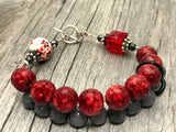 Red Flowers Abacus Knitting Row Counter Bracelet