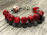 Red Flowers Abacus Knitting Row Counter Bracelet