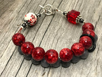 Red Flowers Abacus Knitting Row Counter Bracelet