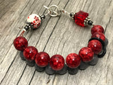 Red Flowers Abacus Knitting Row Counter Bracelet